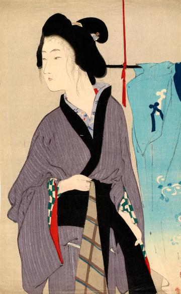 镝木清方高清图片日本浮世绘江户风俗美女人物插画