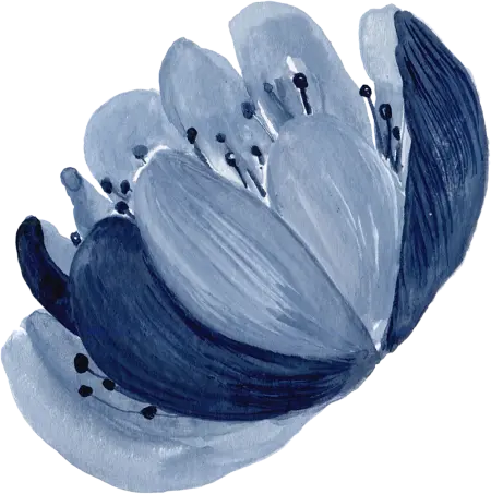 海军蓝色金线水彩花卉