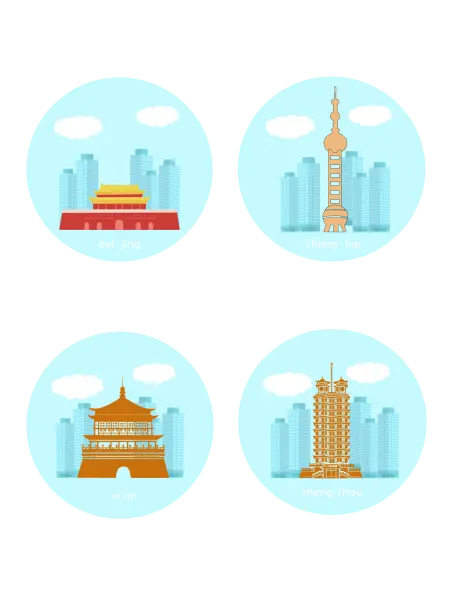 中国城市地标建筑插图设计