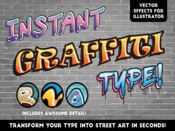 AI笔刷丨AI矢量设计街头涂鸦文字效果样式