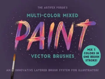 AI笔刷丨多彩混合油漆AI笔刷
